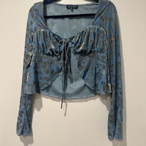 Blue floral hippie top